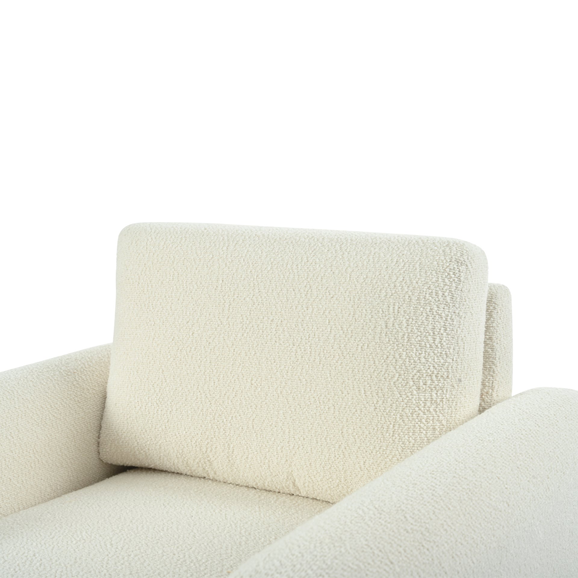 Modern Boucle Upholstered Accent Chair Luxurious Comfort & Sturdy Support, Solid Wood Frame - Ivory - Image 22