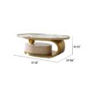 Modern Coffee Table Thick Sintered Stone Top With 2 Drawers Matt Stainless Steel Base - Gold - Image 3