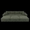 4 Seat Sofa, Deep Seat Couches With Soft Pillows And 3 Ottomans, Convertible Sofa Lounge Chair, For Living Room - Green - Image 16