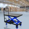 Hydraulic Lift Trolley, 500 Lbs Capacity, With 4 Wheels, For Material Handling And Transportation - Black / Blue - Image 13