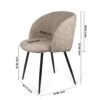 Adjust Legs Upholstered Teddy Faux Fur Dining Armrest Chair (Set of 2) - Light Brown - Image 3