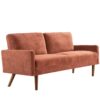 Sofa, European Style With Sleek Design, Modern & Vintage Flair, Upholstered 3 Seater Couch - Red Orange - Image 4