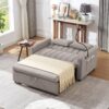 Convertible Sofa Bed Loveseat Sofa With Three USB Ports, Two Side Pockets, Two Cup Holders And 360° swivel Phone Holder For Living Room - Light Gray - Image 10