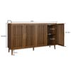 Grille Striped Sideboard Buffet Cabinet With Storage, Multifunctional Accent For Dining Room, Living Room - Walnut - Image 3