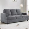 Modern Sofa, Comfortable 3 Seater Couch With Deep Seating And High Density Foam, Loose Back Cushions, Wide Arms - Gray - Image 8