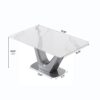63" Modern Artificial Stone Panel V-Shaped Metal Legs, Can Accommodate 6-8 People - White / Gray - Image 3