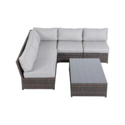 Rattan Sofa Seating Group With Cushions - Brown