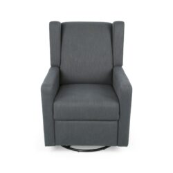Landau - Contemporary Fabric Upholstered Swivel Recliner - Charcoal