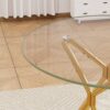 Modern Round Tempered Glass Dining Table With Sturdy Metal Legs For 1 - 4 People - Gold - Image 7