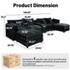 U Shaped Sectional Cloud Couch For Living Room, Fluffy Modular Sofa With Movable Ottoman 6 Seat Sectional Sofa Set With Console, Cup Holders - Black - Image 3