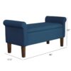 Upholstered Storage Bench With Rolled Armrests - Blue - Image 3