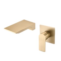 Modern Wall Mount Waterfall Bathtub Faucet With Easy Single Handle Control Stainless Steel - Brushed Gold