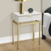 Accent Side Table, Storage Drawer, Marble Look - Beige - Image 5