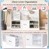 Hall Tree With 6 Hooks, Coat Hanger, Entryway Bench, 3 In 1 Design, A Spacious Drawer For Entrance, Living Room - White - Image 8
