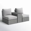 2 Person Wicker Conversation Set With Cushions, Weather Resistant - Gray Mix - Image 6