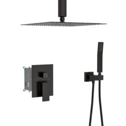 Dual Shower Head System With Rough In Valve, Ceiling Mount, Stainless Steel & Brass - Oil-Rubbed Bronze