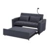 Convertible Sofa Bed Loveseat Sofa With Three USB Ports, Two Side Pockets, Two Cup Holders And 360° swivel Phone Holder For Living Room - Blue Gray - Image 17