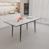 Modern Extendable Dining Table And Chair Set With Top And Metal Base, Table And Chairs For 2 - 6 People - Beige / White - Image 10