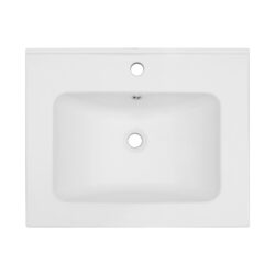 Premium Ceramic Rectangular Single Vanity Top With Overflow - White