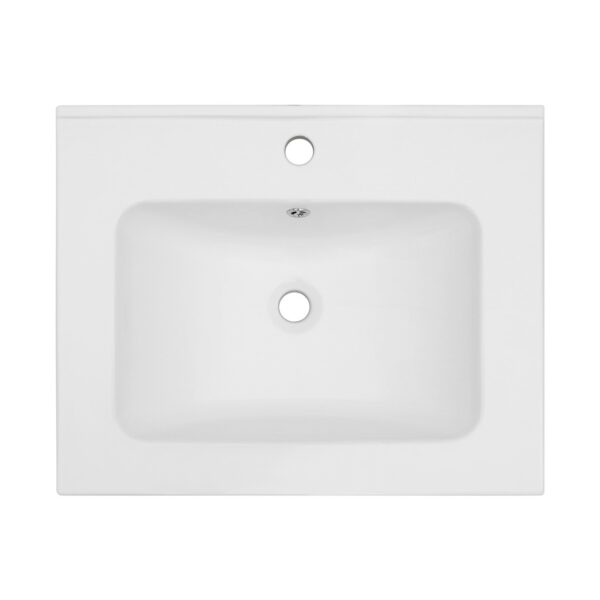 Premium Ceramic Rectangular Single Vanity Top With Overflow - White
