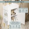 Hearth & Haven Amelia - Bathroom Vanity With Storage Cabinet, Single Ceramic Sink And Left Side Storage - White - Image 4