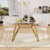 Modern Rectangular Glass Dining Table With Sturdy Metal Legs For Dining Room, Living Room, And Office - Gold - Image 5