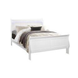 Charlston - Full Sleigh Bedroom 5 Piece Set With LED Lighting - White