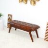 Maja - Mid-Century Modern Leather Bench - Cognac / Dark Brown - Image 7