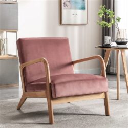 Classic Mid-Century Modern Accent Chairs, Open Framed Armchair With Cushioning And - Rose