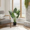 37" Tall, Artificial Plant, Aureum Tree, Indoor, Faux, Fake, Floor, Greenery, Potted, Real Touch, Decorative - Green / Black - Image 5