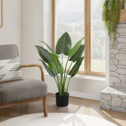 37" Tall, Artificial Plant, Aureum Tree, Indoor, Faux, Fake, Floor, Greenery, Potted, Real Touch, Decorative - Green / Black
