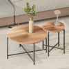 Radial - Pattern Coffee And End Table Set Waterproof Cover, Distressed Cylindrical Design, Legs Classic Rustic Charm (Set of 2) - Natural Wood / Brown - Image 6