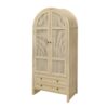 Tall Arched Kitchen Pantry, Arched Storage Display Cabinet With 2 Drawers & Adjustable Shelves, Rattan Door Versatile Storage Cabinet For Kitchen, Dining Room, Living Room - Natural - Image 9