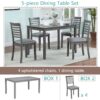 5 Pieces Modern Dining Set, Rectangular Wooden Dining Table With 4 Upholstered Chairs For Kitchen, Dining Room - Gray - Image 5