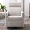 Modern Upholstered Rocker Nursery Chair Plush Seating Glider Swivel Recliner Chair - Tan - Image 9