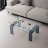Modern Tempered Glass Coffee Table With 2 Tier Storage And Smoke Legs For Living Room - Transparent - Image 4