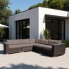 Ana - Outdoor Sectional Sofa With Cushions - Brown - Image 7