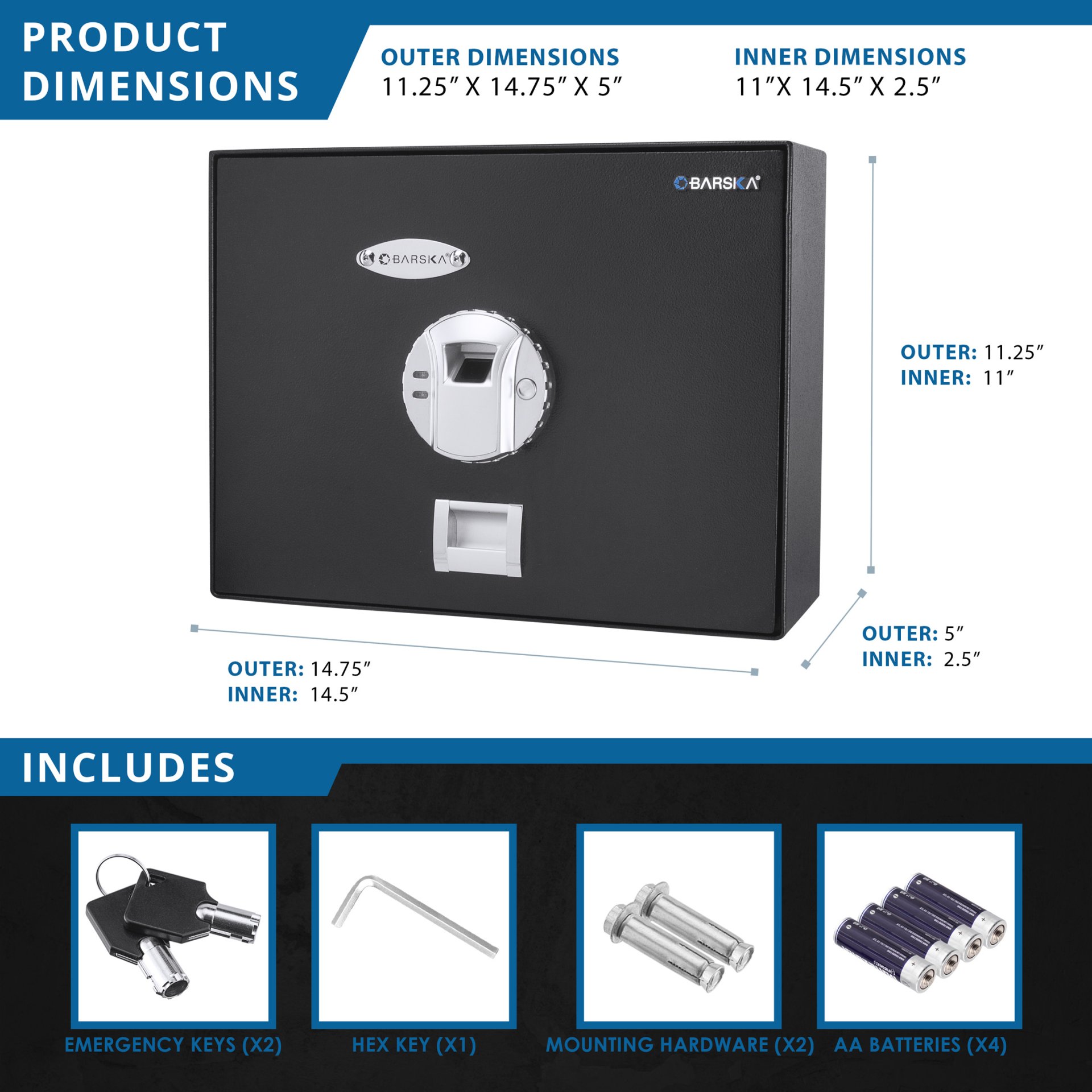 0 23 Cu Ft Top Opening Biometric Security Safe - Black - Image 9