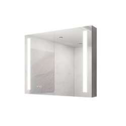 36" X 30" Medicine Cabinet With LED Vanity Mirror, Anti-Fog, Dimmable, Recessed Or Surface Mount, Aluminum 3000K~6000K Lighted Double Door Bathroom Cabinet With Touch Switch - Silver