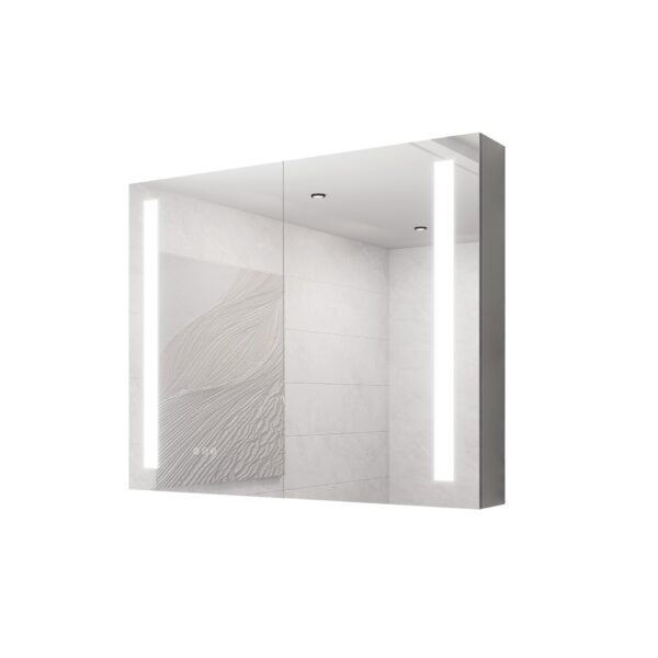 36" X 30" Medicine Cabinet With LED Vanity Mirror, Anti-Fog, Dimmable, Recessed Or Surface Mount, Aluminum 3000K~6000K Lighted Double Door Bathroom Cabinet With Touch Switch - Silver