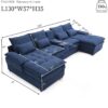 Upholstered U Shaped Sofa With Console And Cupholders - Blue - Image 3