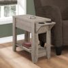 Accent Side Table, Storage, Lamp, Transitional - Taupe - Image 6
