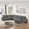 Modern Oversized U Shaped Sectional Sofa With Chaise Lounge - Dark Gray - Image 15
