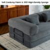 Convertible Sleeper Sofa Bed With Cylindrical Pillow, Floor Sofa Lounge Couch For Living Room - Gray - Image 5