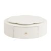 Modern Round Coffee Table (Set of 2), 360 Degree Rotatable Flower Shaped Top With 2 Drawers, Top Circle Side Table End Table With Glass For Living Room - Off White - Image 15