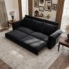 King Pull Out Sofa Bed, Chesterfield Sofa, 3 In 1 Velvet Convertible Sleeper Sofa With Nailhead Trim & Rolled Arm, Multi Functional Sofa Bed For Living Room, Bedroom, Apartment, Office - Black - Image 5