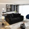 4 Seat Sofa, Deep Seat Couches With Soft Pillows And Movable Ottoman, Convertible Sofa Lounge Chair, For Living Room - Black - Image 5