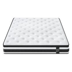 12" King Size Hybrid Mattress 7 Zoned Individual Pocket Spring Breathable Memory Foam Mattress - White / Black