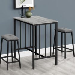 3 Pieces Dining Set, Counter Height, Rectangular, Small, Contemporary & Modern - Gray