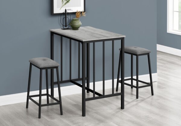3 Pieces Dining Set, Counter Height, Rectangular, Small, Contemporary & Modern - Gray